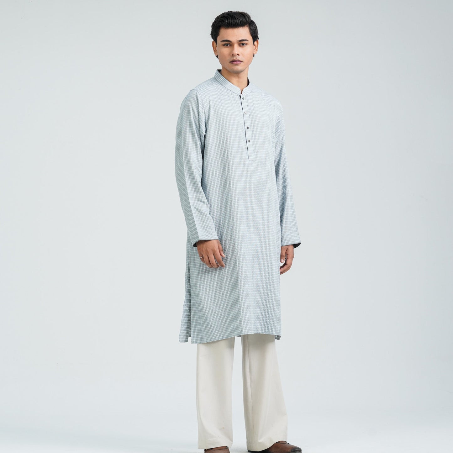 Men's Sky Ash Cotton Basic Panjabi