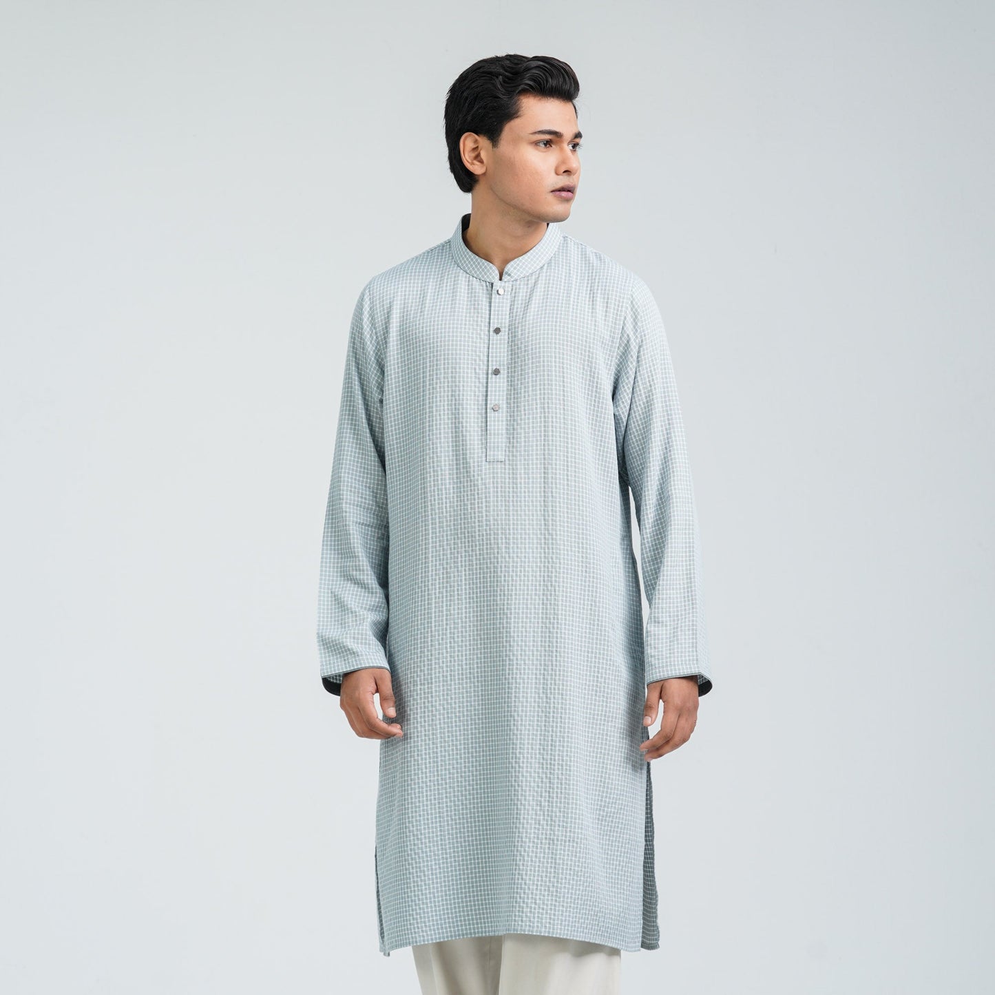 Men's Sky Ash Cotton Basic Panjabi