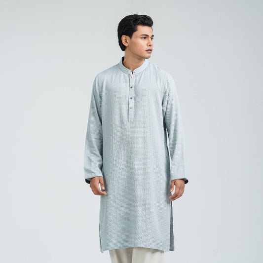 Men's Sky Ash Cotton Basic Panjabi