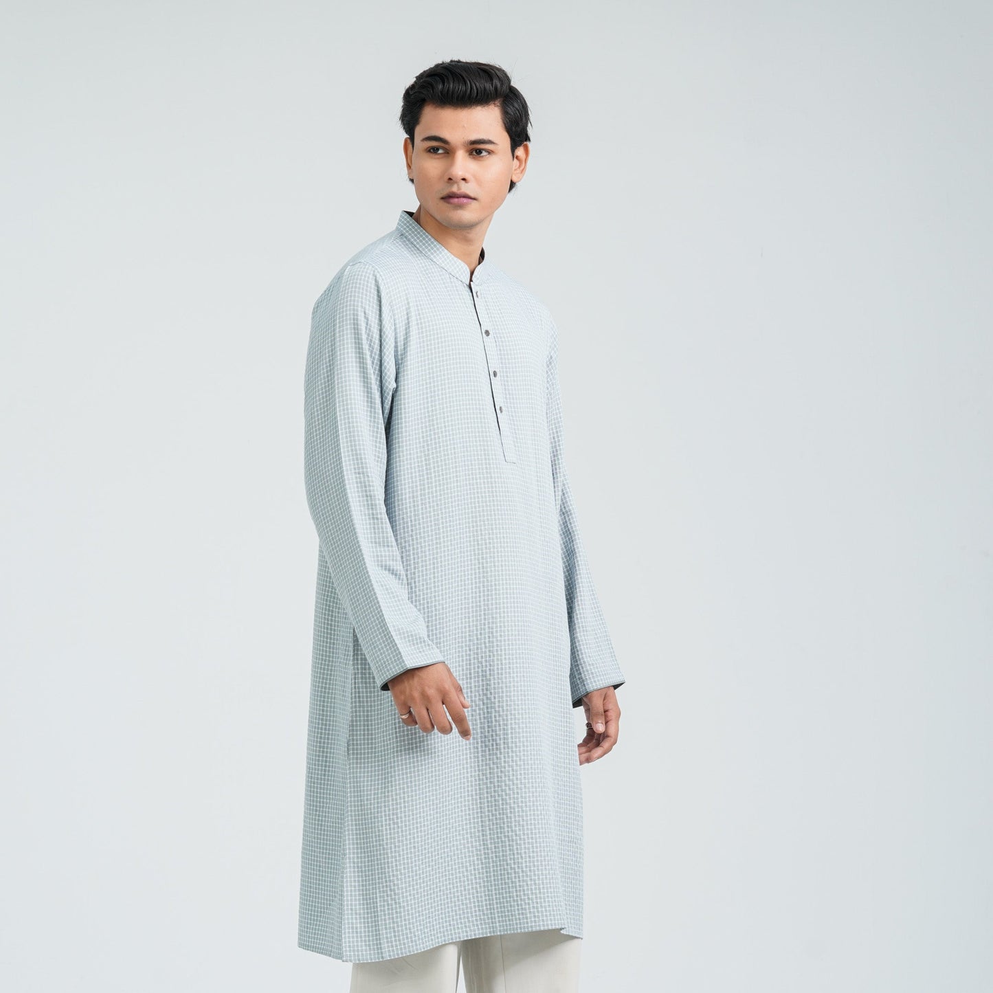 Men's Sky Ash Cotton Basic Panjabi