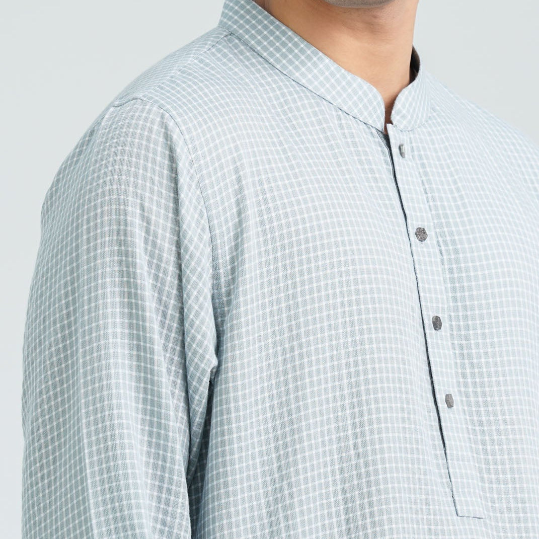 Men's Sky Ash Cotton Basic Panjabi