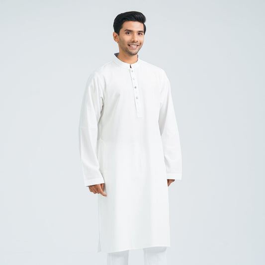 Men White Viscose Panjabi