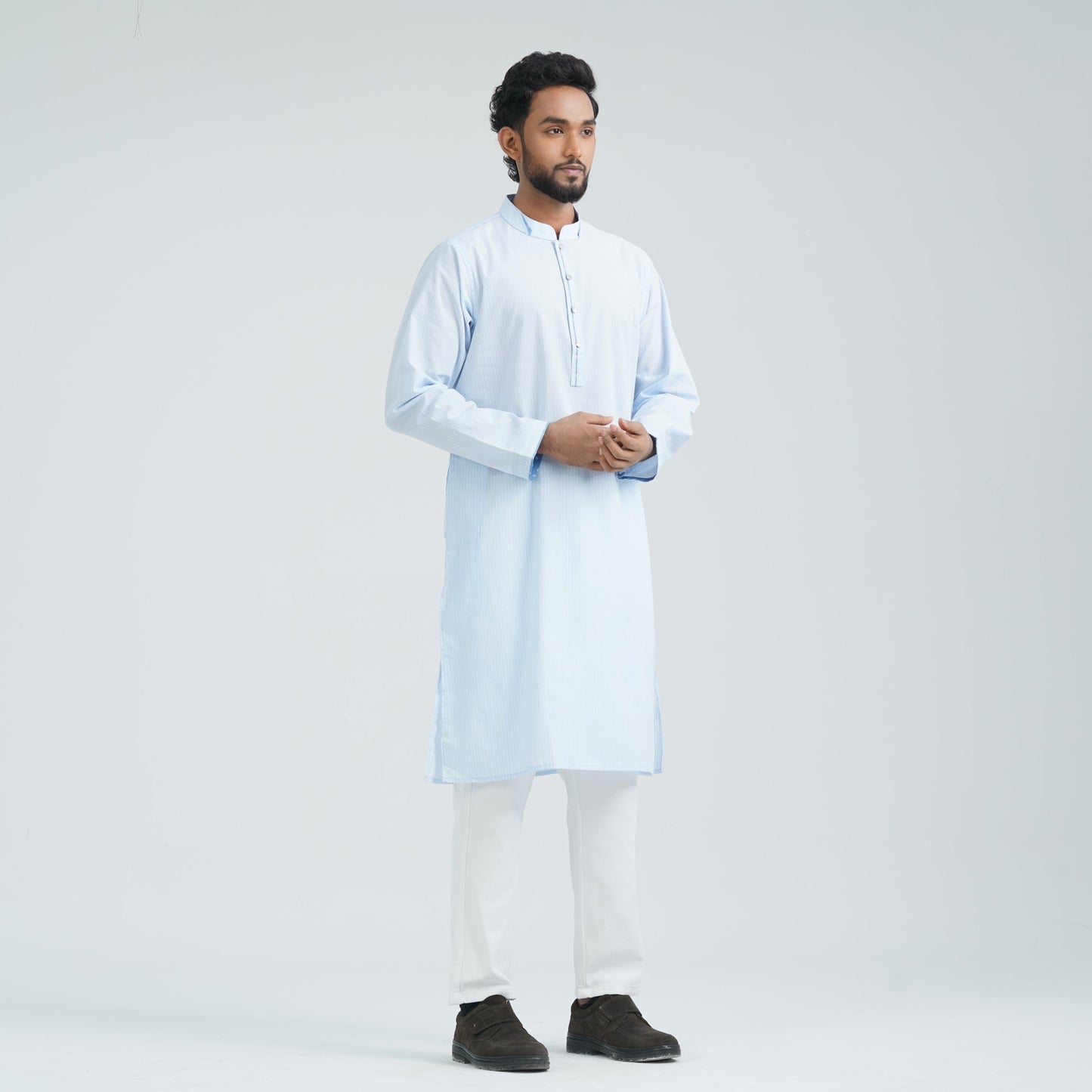 Men's Sky Blue Cotton Basic Panjabi