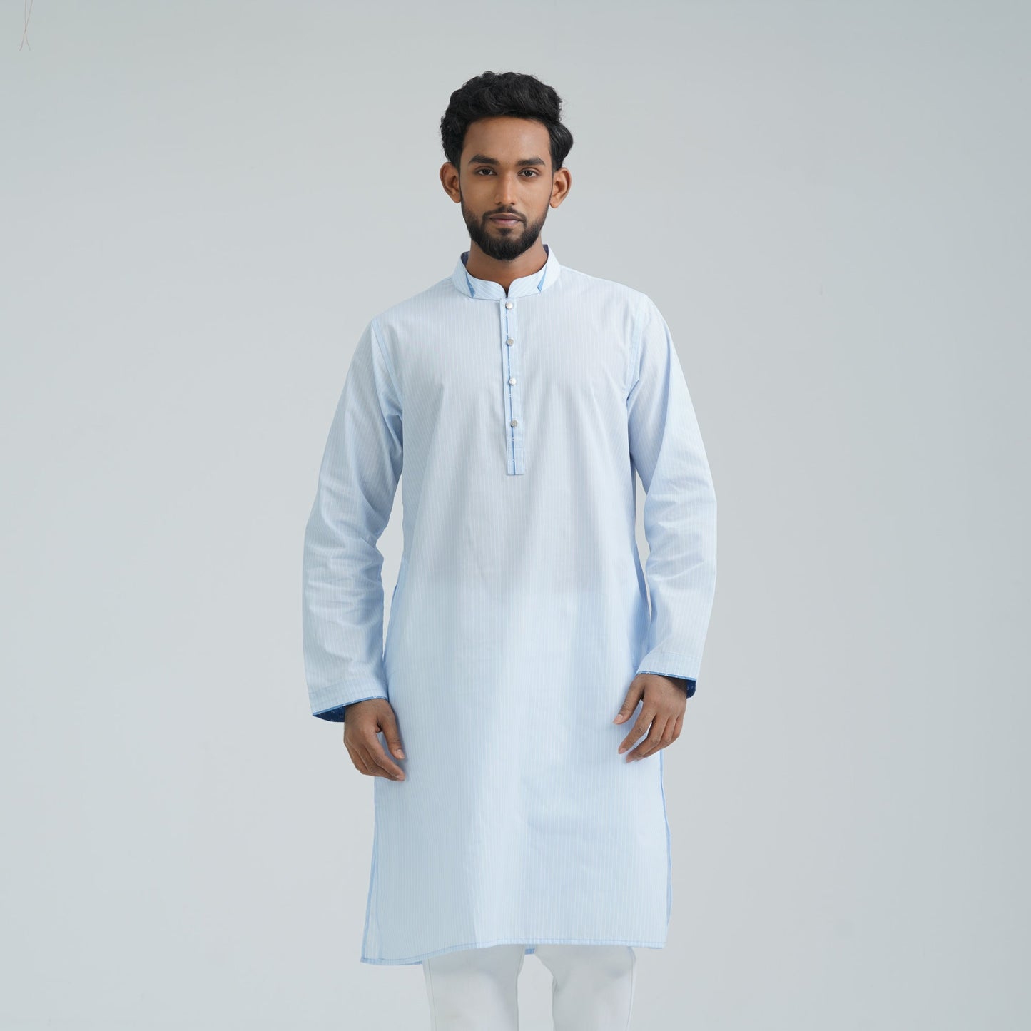 Men's Sky Blue Cotton Basic Panjabi