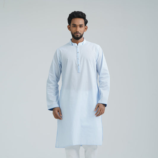 Men's Sky Blue Cotton Basic Panjabi