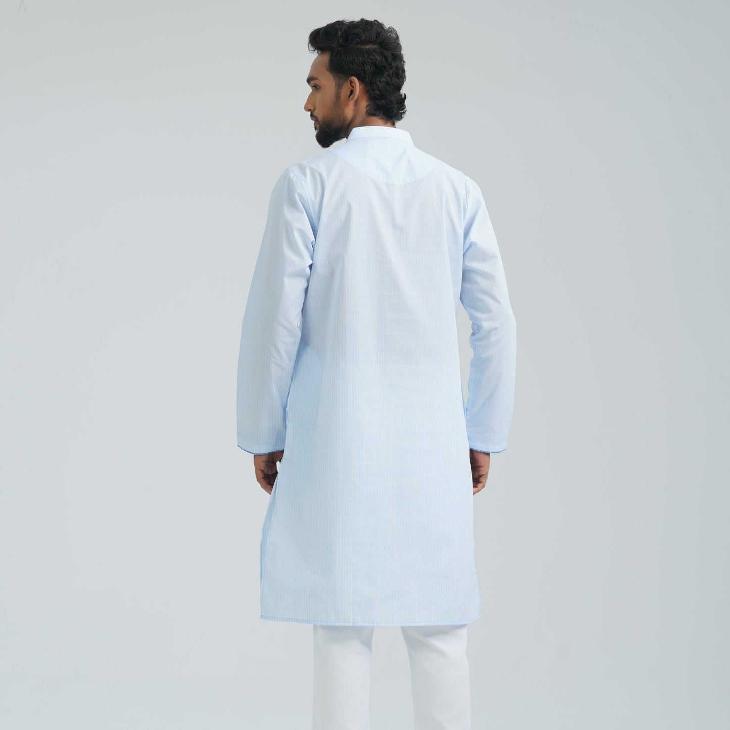 Men's Sky Blue Cotton Basic Panjabi