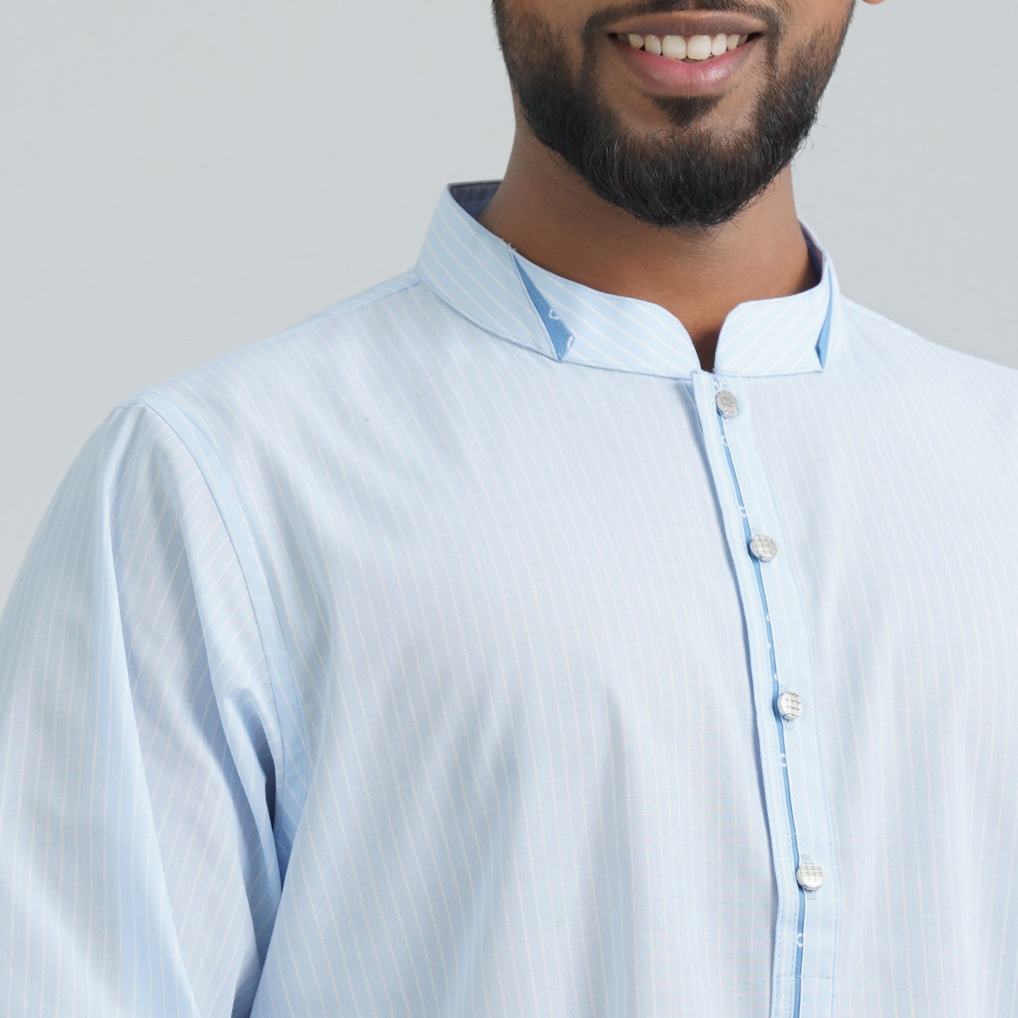 Men's Sky Blue Cotton Basic Panjabi
