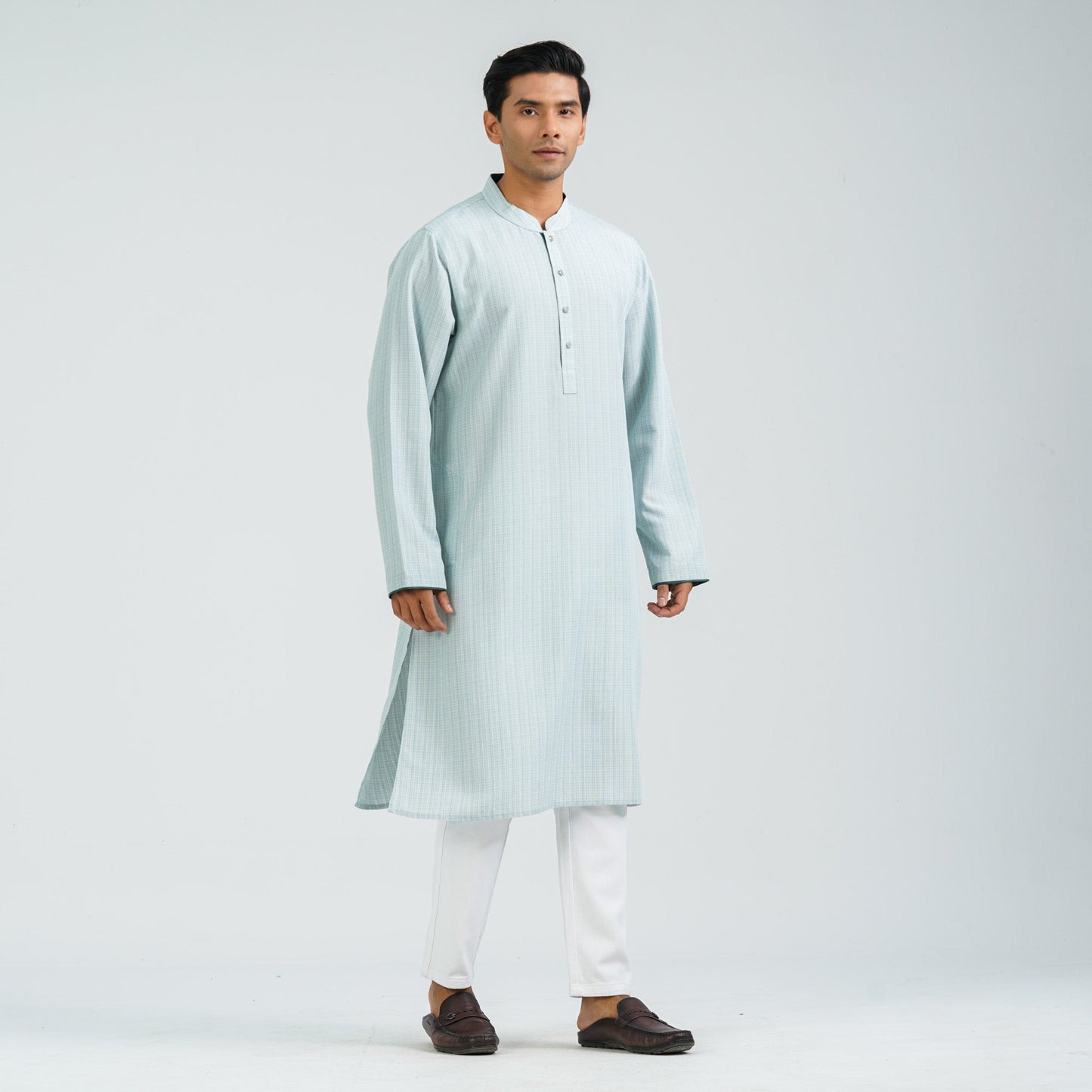 Men's Pastel Mint Cotton Basic Panjabi