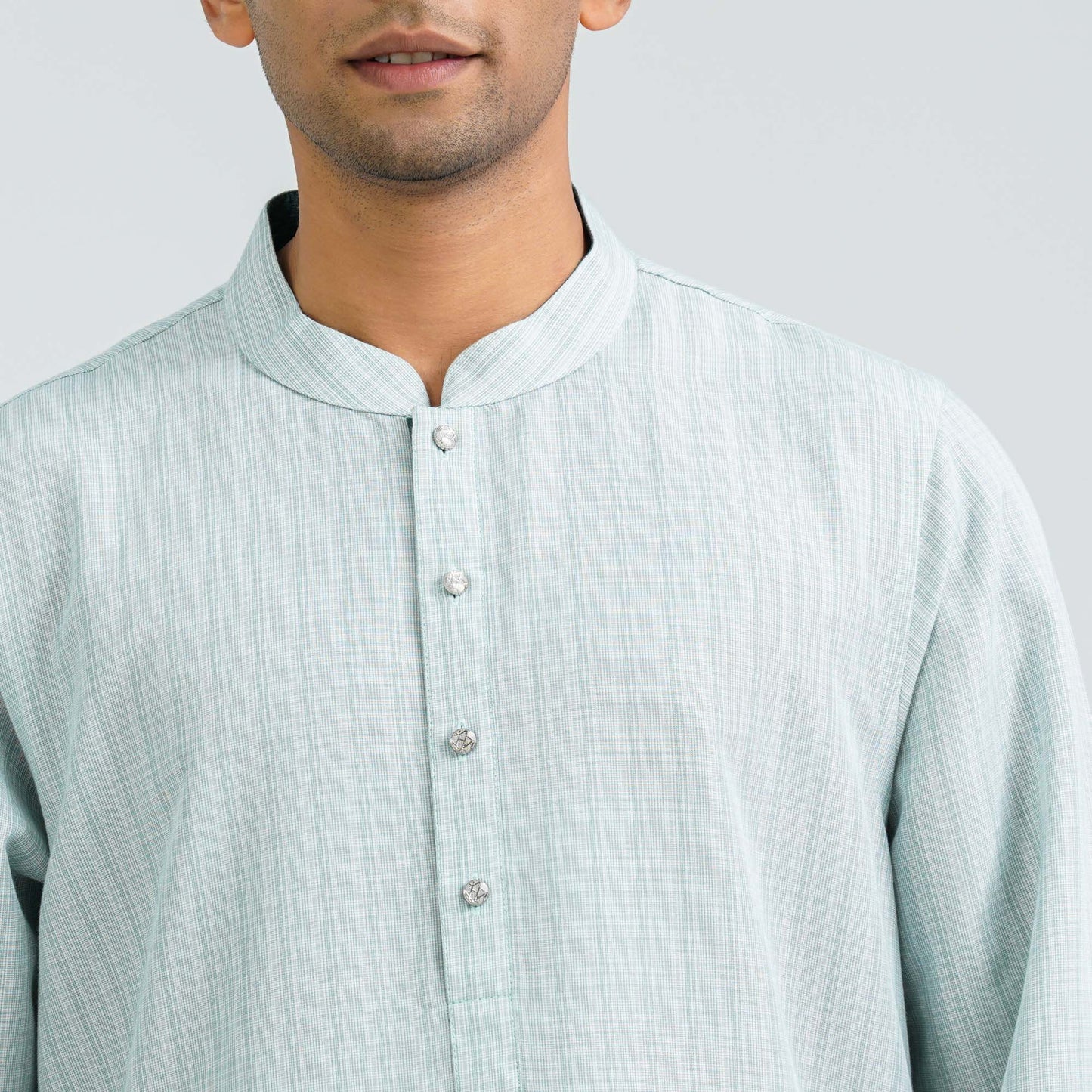 Men's Pastel Mint Cotton Basic Panjabi