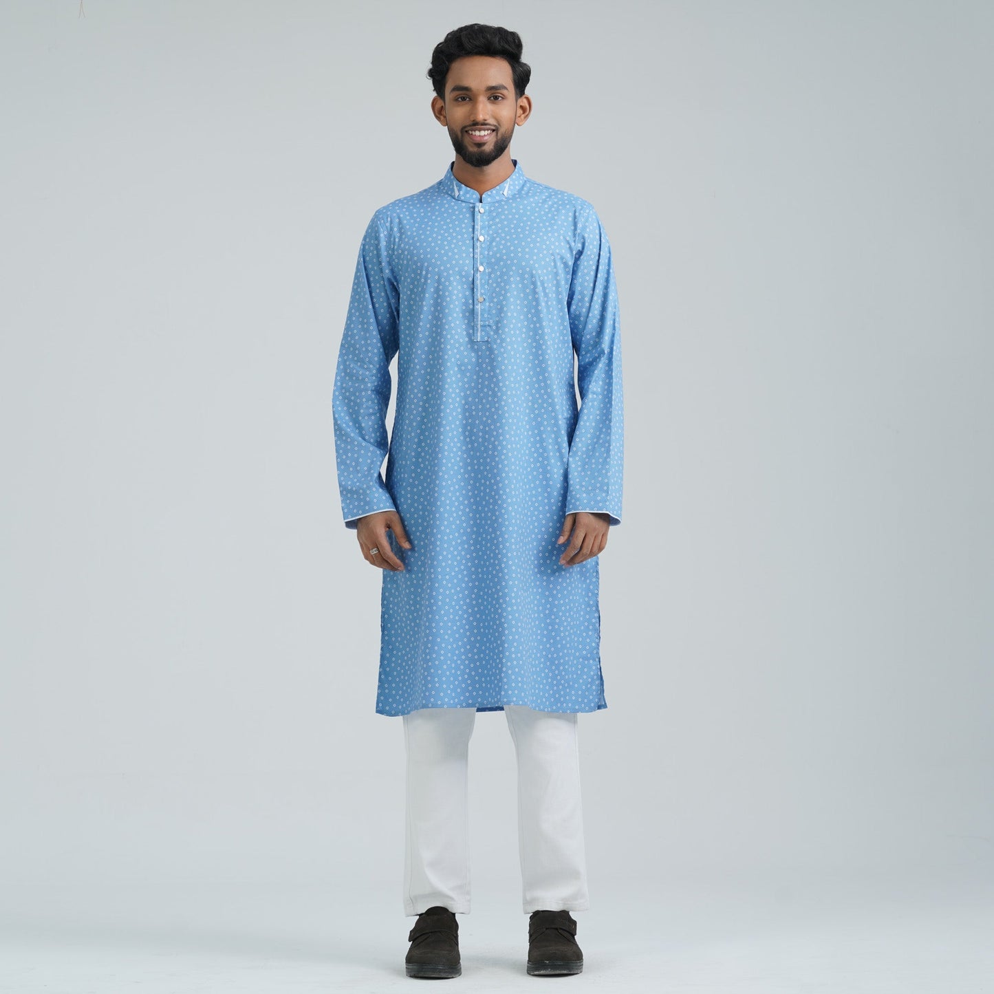 Men's Blue Cotton Basic Panjabi