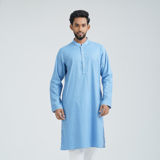 Men's Blue Cotton Basic Panjabi