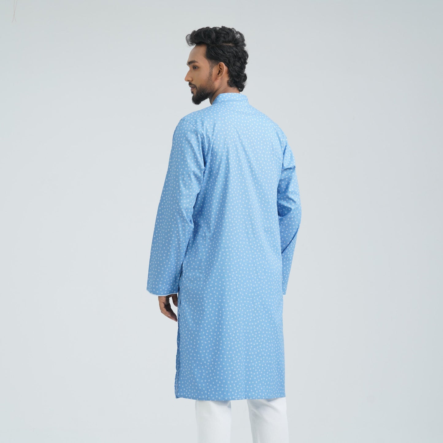 Men's Blue Cotton Basic Panjabi