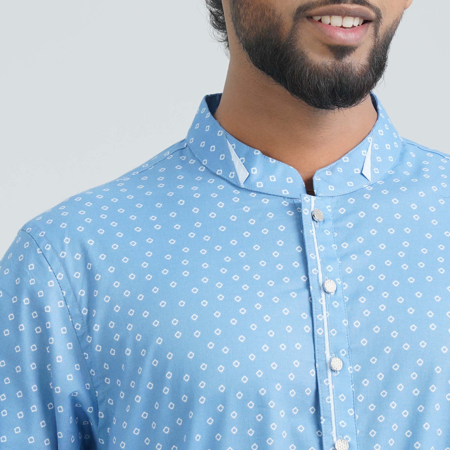 Men's Blue Cotton Basic Panjabi