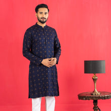 Load image into Gallery viewer, Mens Navy Full Embroidery Panjabi
