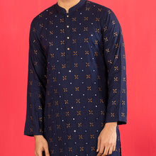 Load image into Gallery viewer, Mens Navy Full Embroidery Panjabi

