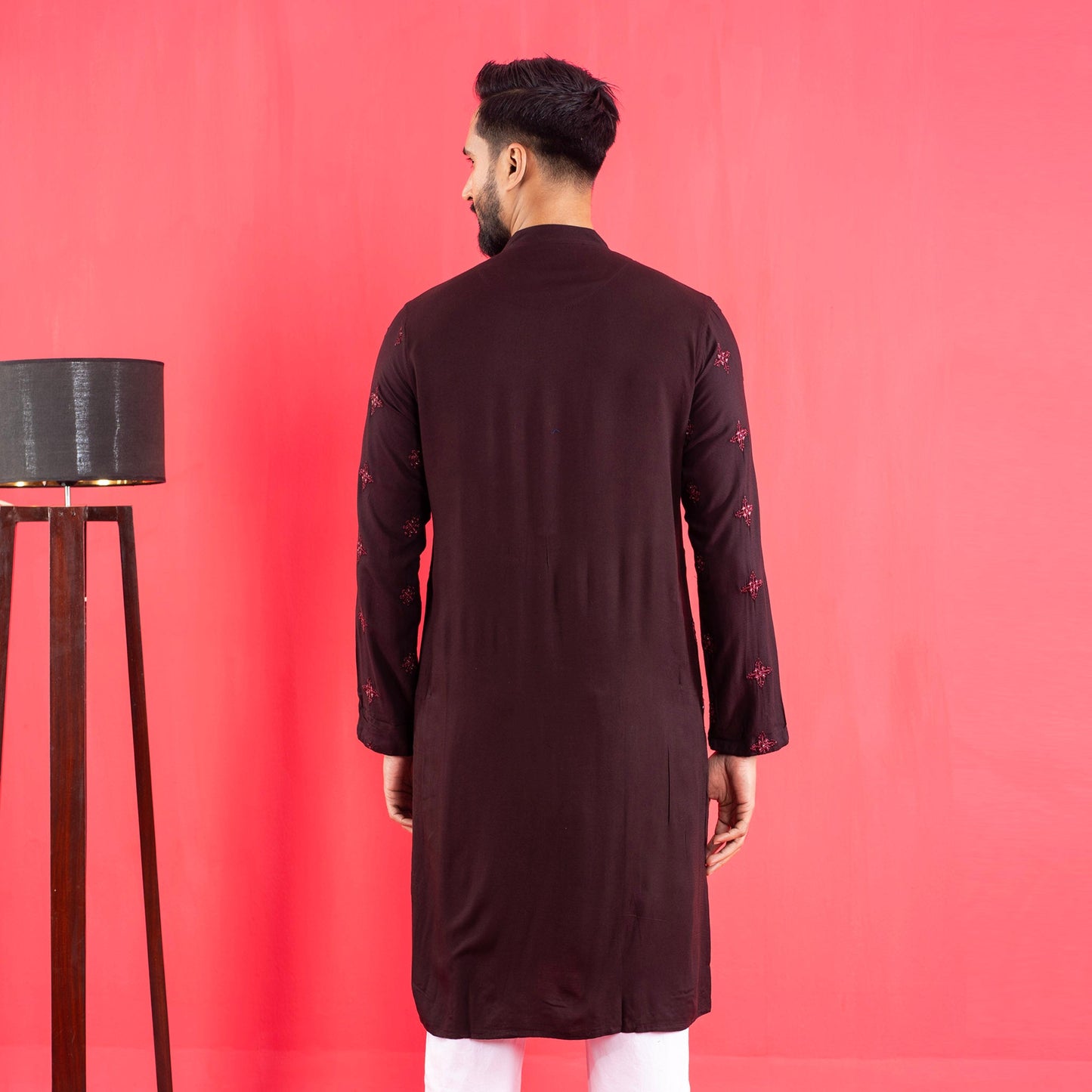 Mens Embroidery Panjabi- Coffee