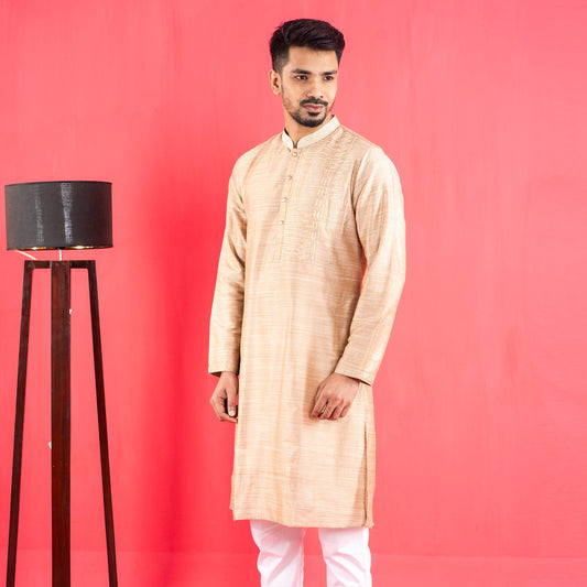 Mens Embroidery Panjabi- Golden