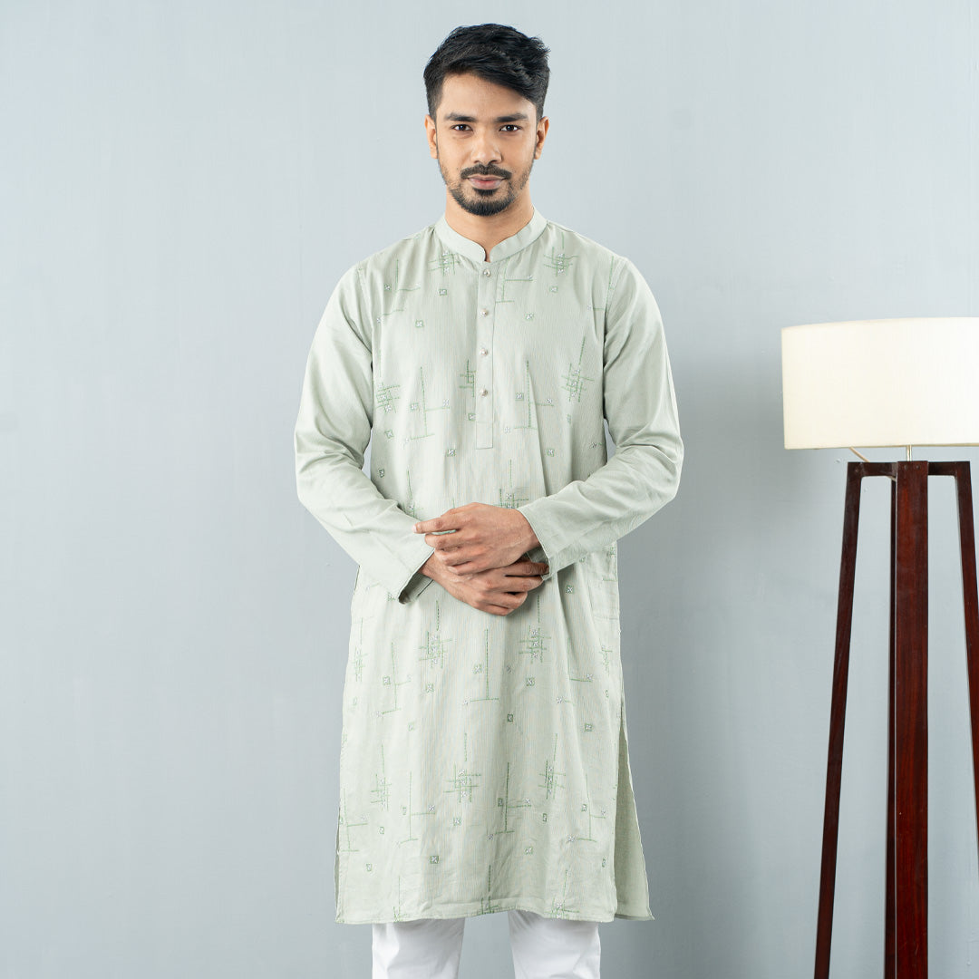 Men's Pastel Embroidered Panjabi