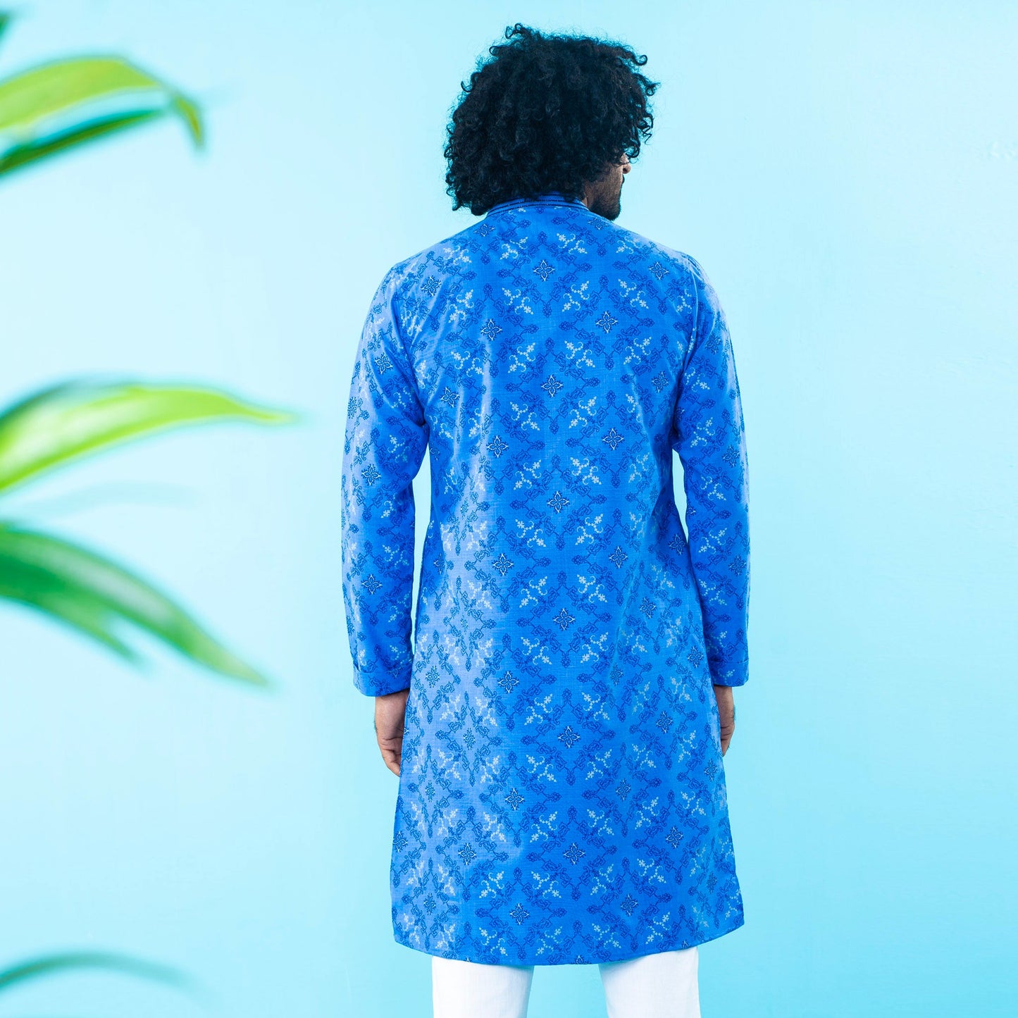 Mens Embroidery Panjabi- Blue