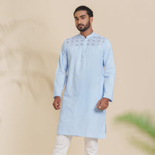 Load image into Gallery viewer, Men&#39;s Sky-Blue Embroidery Panjabi
