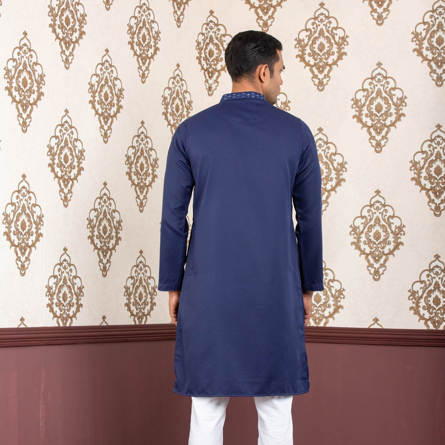 Men's Navy Embroidered Panjabi