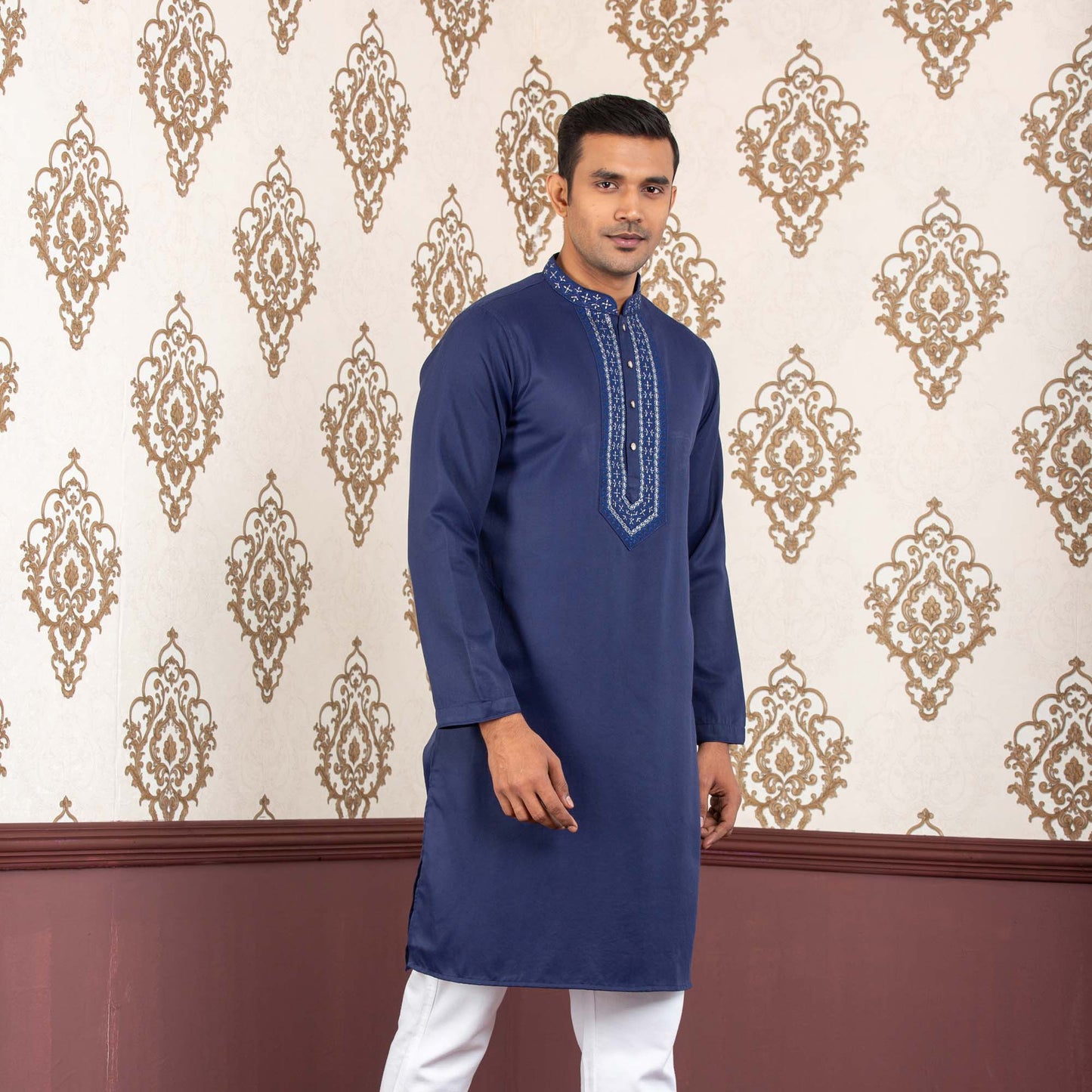 Men's Navy Embroidered Panjabi
