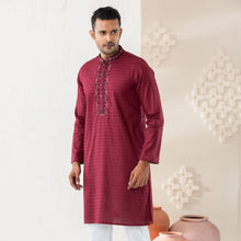 Load image into Gallery viewer, Men&#39;s Burgundy Embroidered Panjabi
