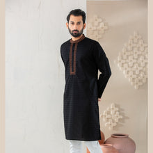 Load image into Gallery viewer, Men&#39;s Black Embroidered Panjabi
