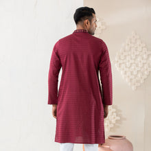 Load image into Gallery viewer, Men&#39;s Burgundy Embroidered Panjabi
