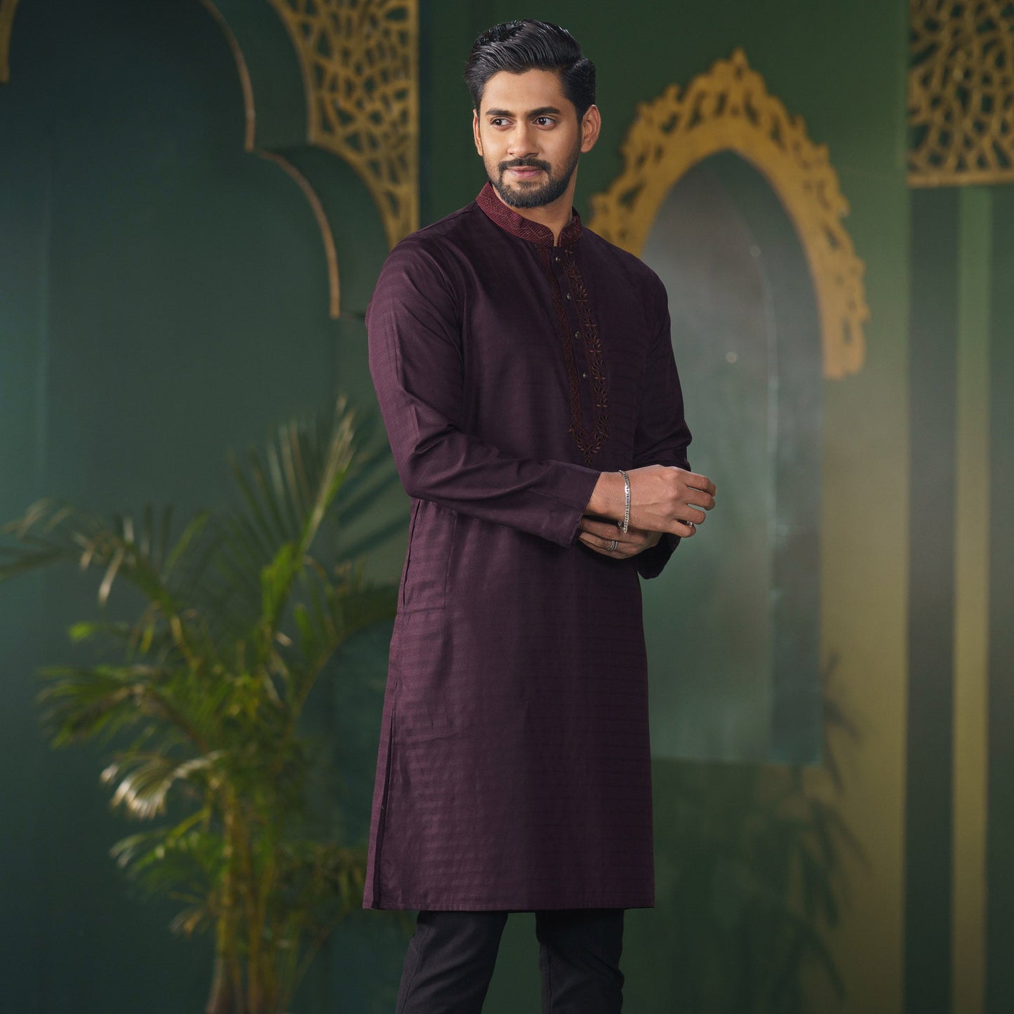 Men's Deep Purple Traditional Panjabi