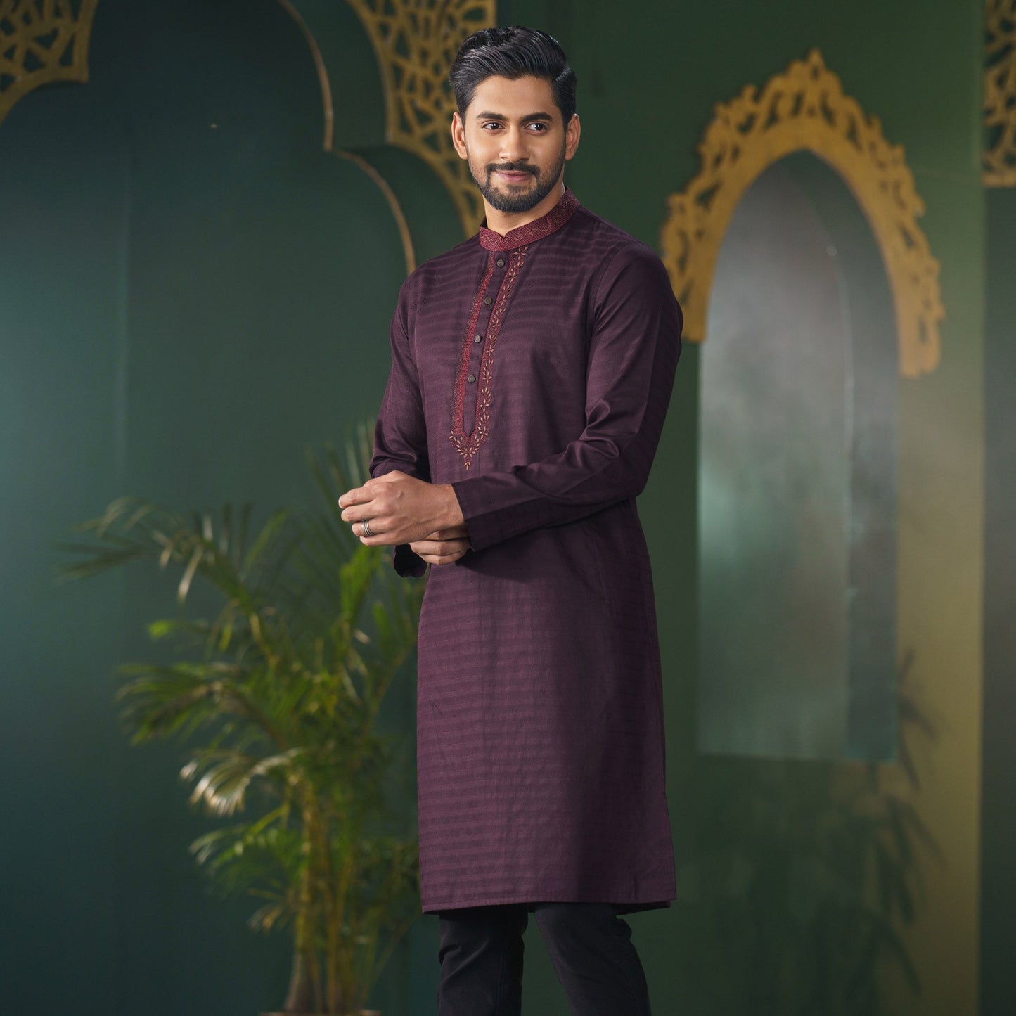 Men's Deep Purple Traditional Panjabi