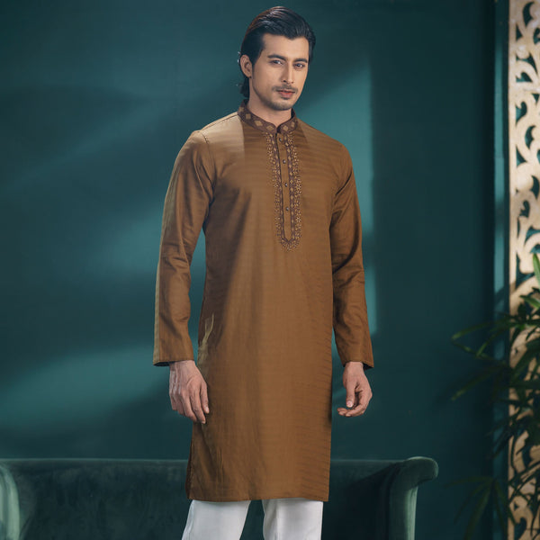 Men's Olive Embroidered Panjabi