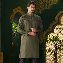 Load image into Gallery viewer, Men&#39;s Olive Green Embroidered Panjabi
