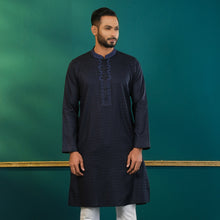 Load image into Gallery viewer, Men&#39;s Navy Blue Embroidered Panjabi
