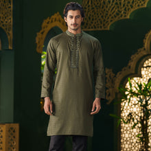 Load image into Gallery viewer, Men&#39;s Olive Green Embroidered Panjabi
