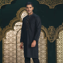 Load image into Gallery viewer, Men&#39;s Embroidery Black Panjabi
