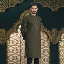 Load image into Gallery viewer, Men&#39;s Olive Embroidered Panjabi
