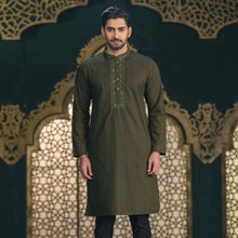 Load image into Gallery viewer, Men&#39;s Olive Embroidered Panjabi
