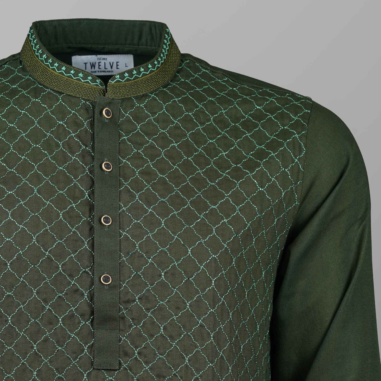Mens Green Embroidery Panjabi