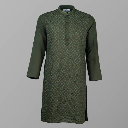 Mens Green Embroidery Panjabi