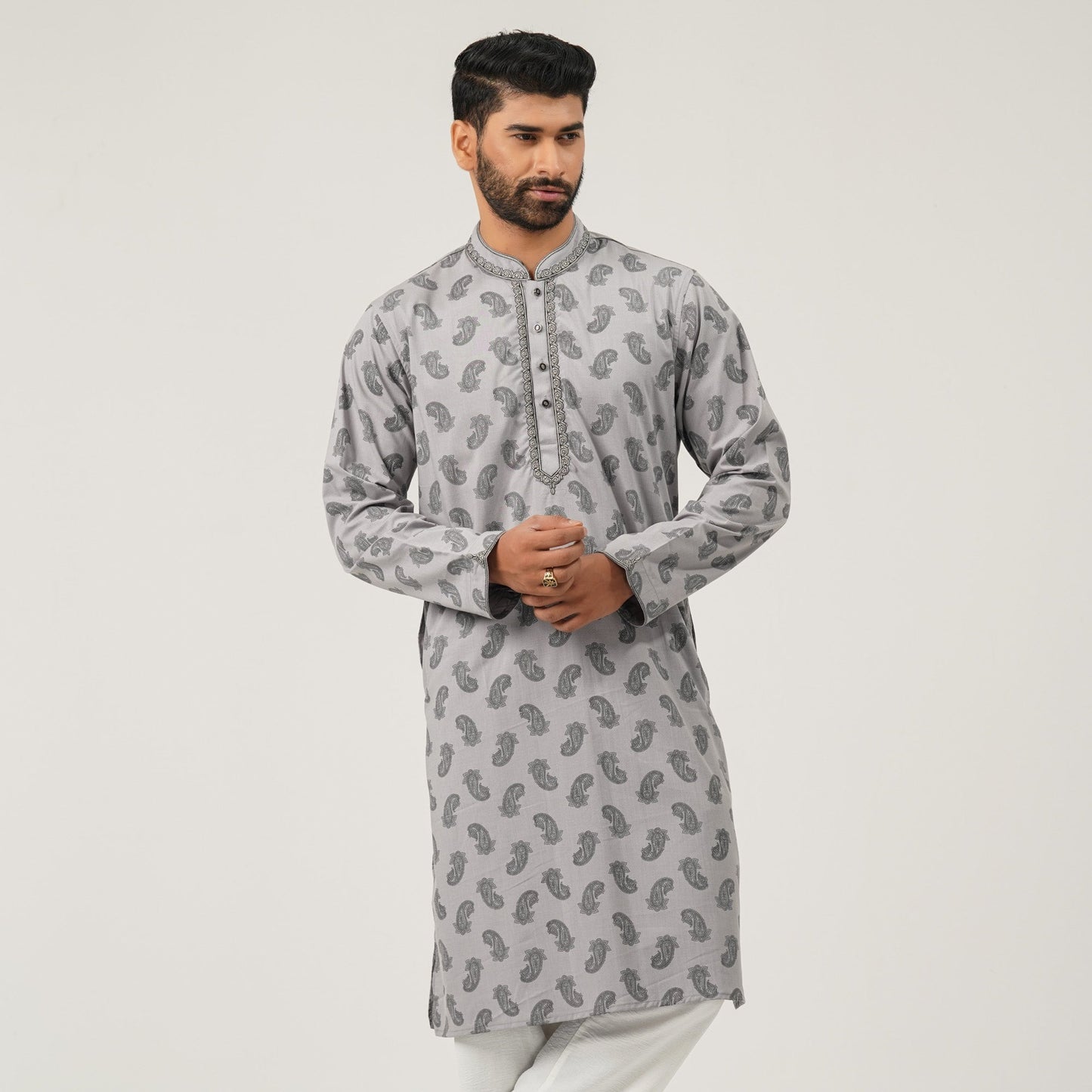 Mens Grey Premium Panjabi