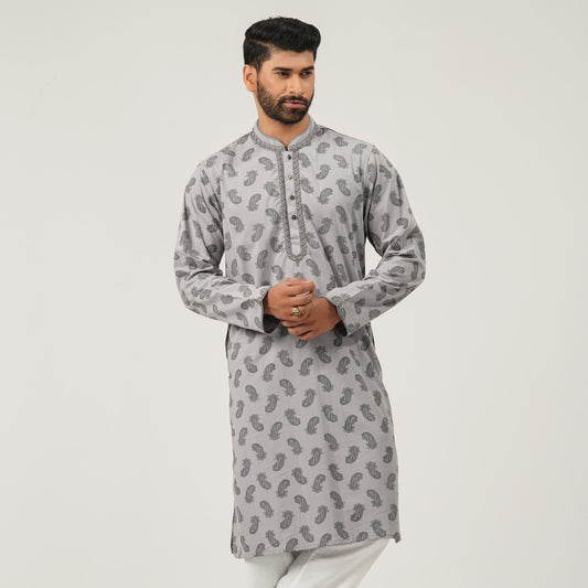 Mens Grey Premium Panjabi
