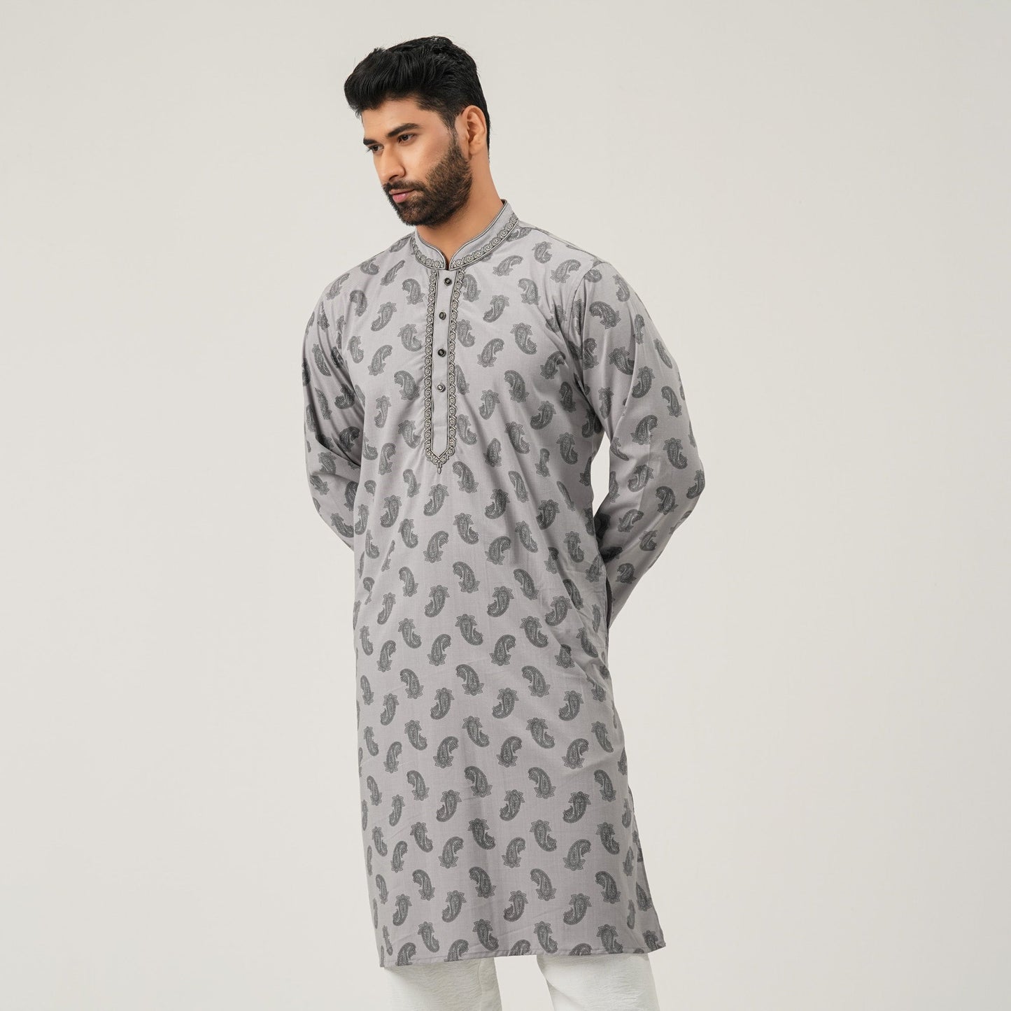 Mens Grey Premium Panjabi