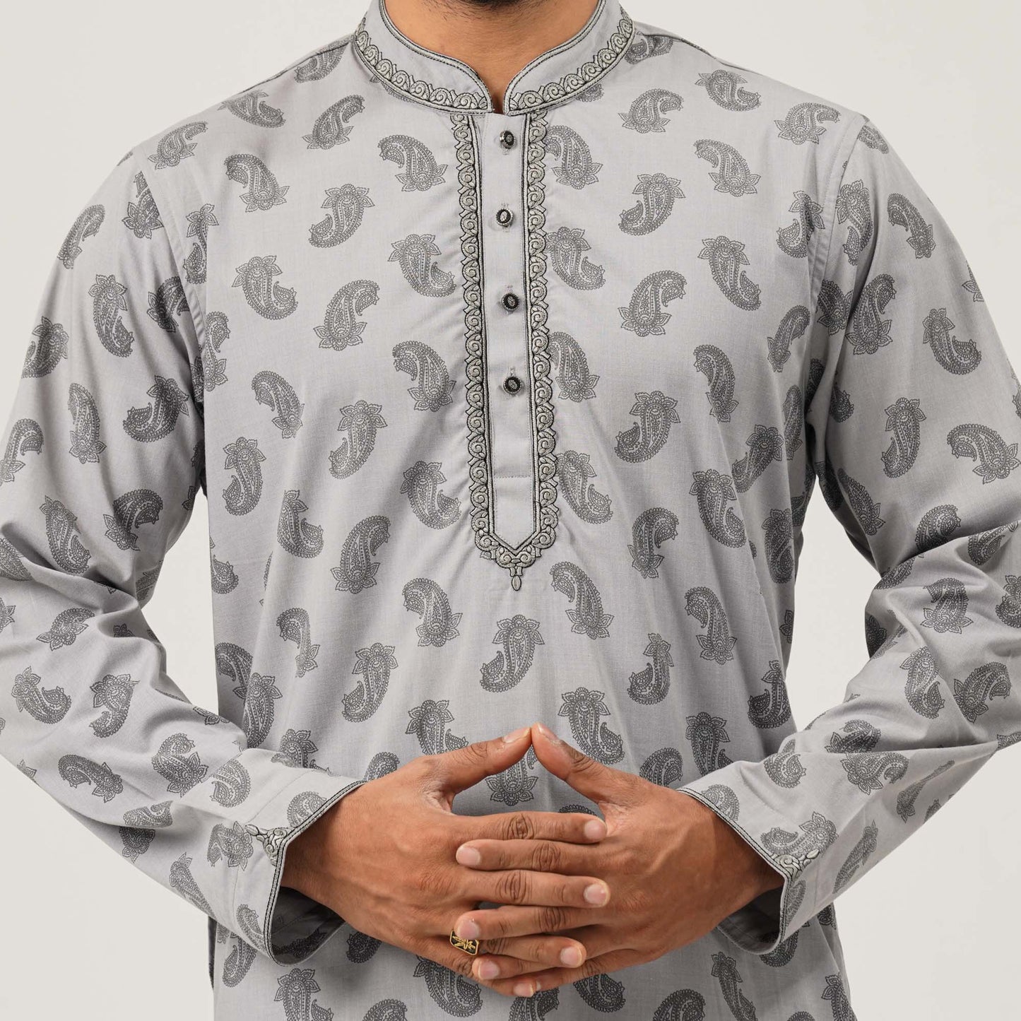 Mens Grey Premium Panjabi