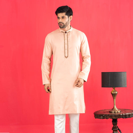 Mens Pink Karchupi Panjabi