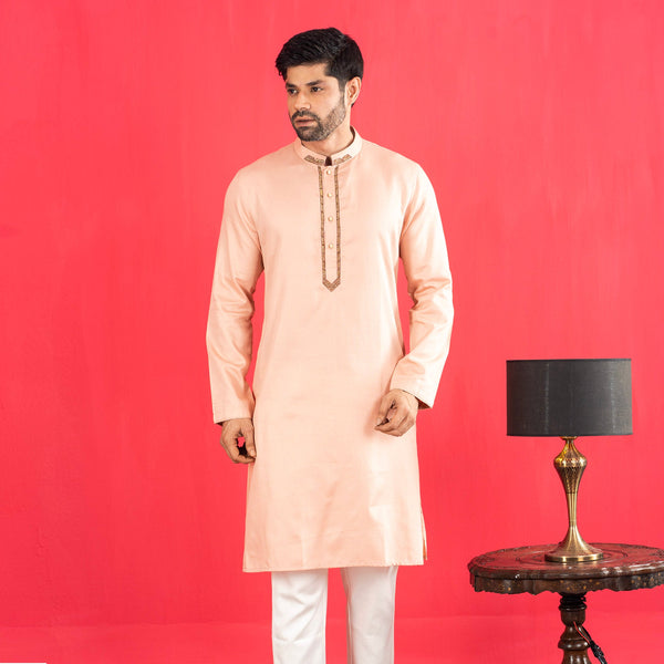 Men's Pink Karchupi Panjabi