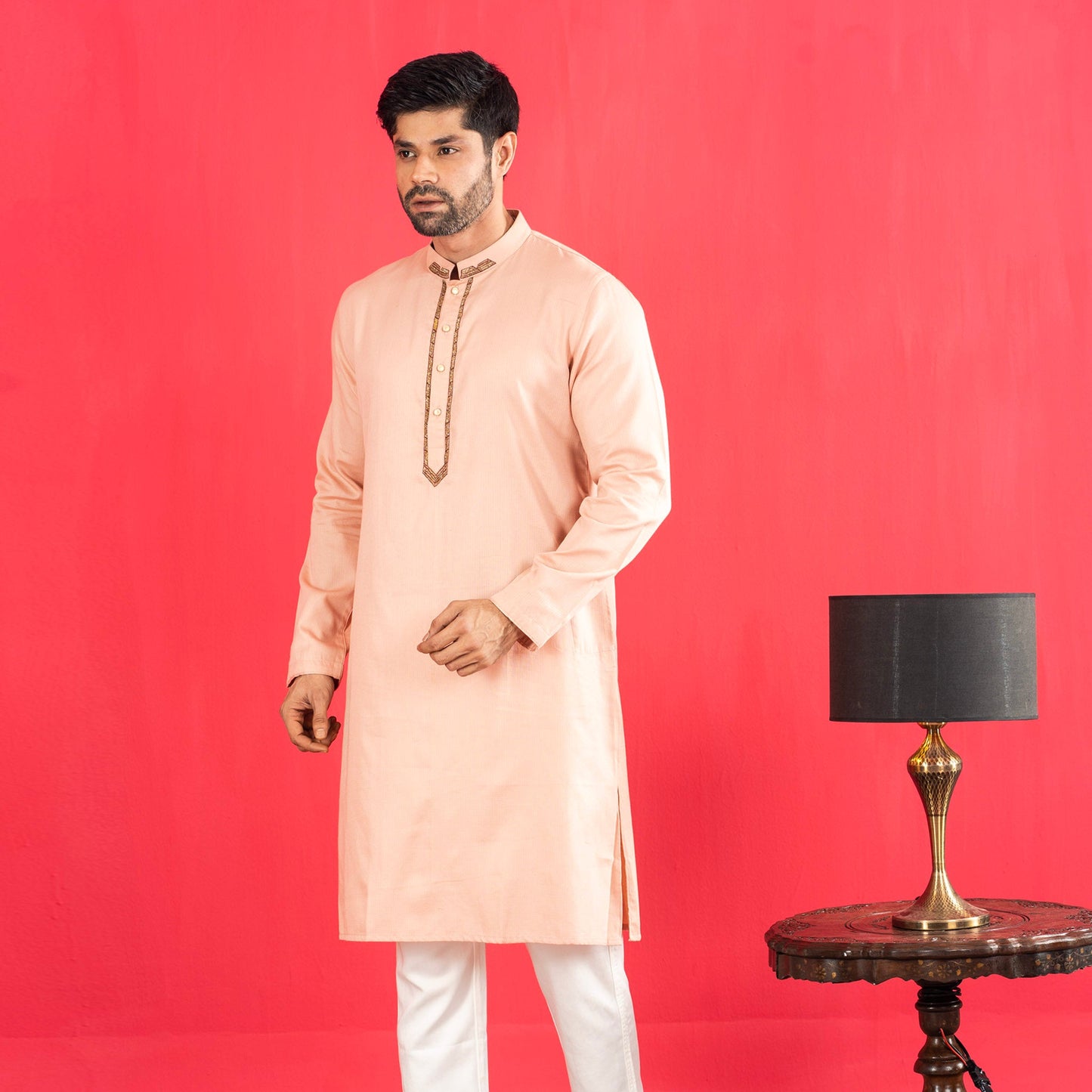 Mens Pink Karchupi Panjabi