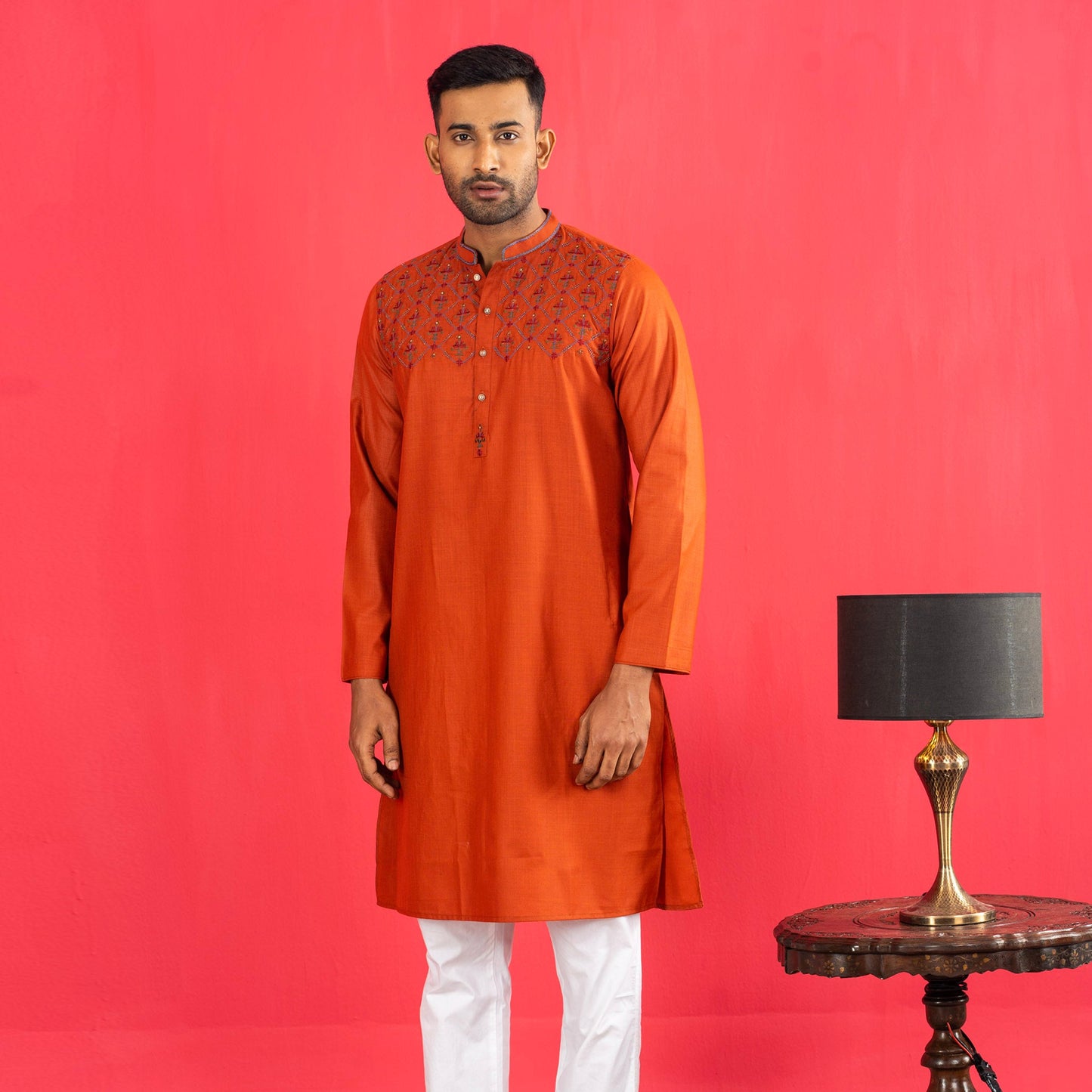 Mens Burnt Orange  Panjabi