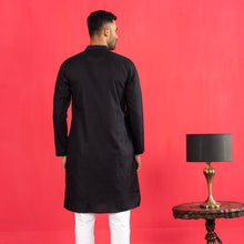 Load image into Gallery viewer, Men&#39;s Embroidered Black Panjabi
