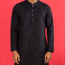 Load image into Gallery viewer, Men&#39;s Embroidered Black Panjabi
